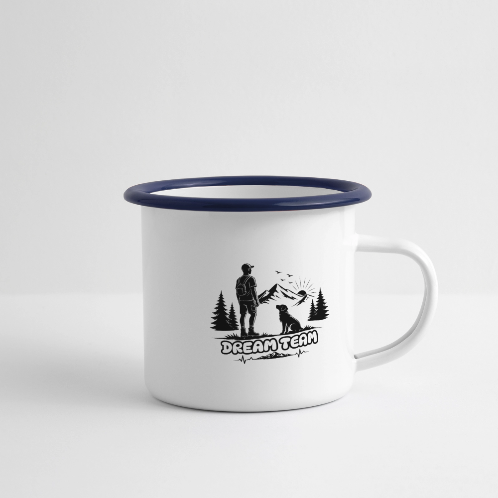 Männer Dream Team Emaille-Tasse - Weiß/Blau