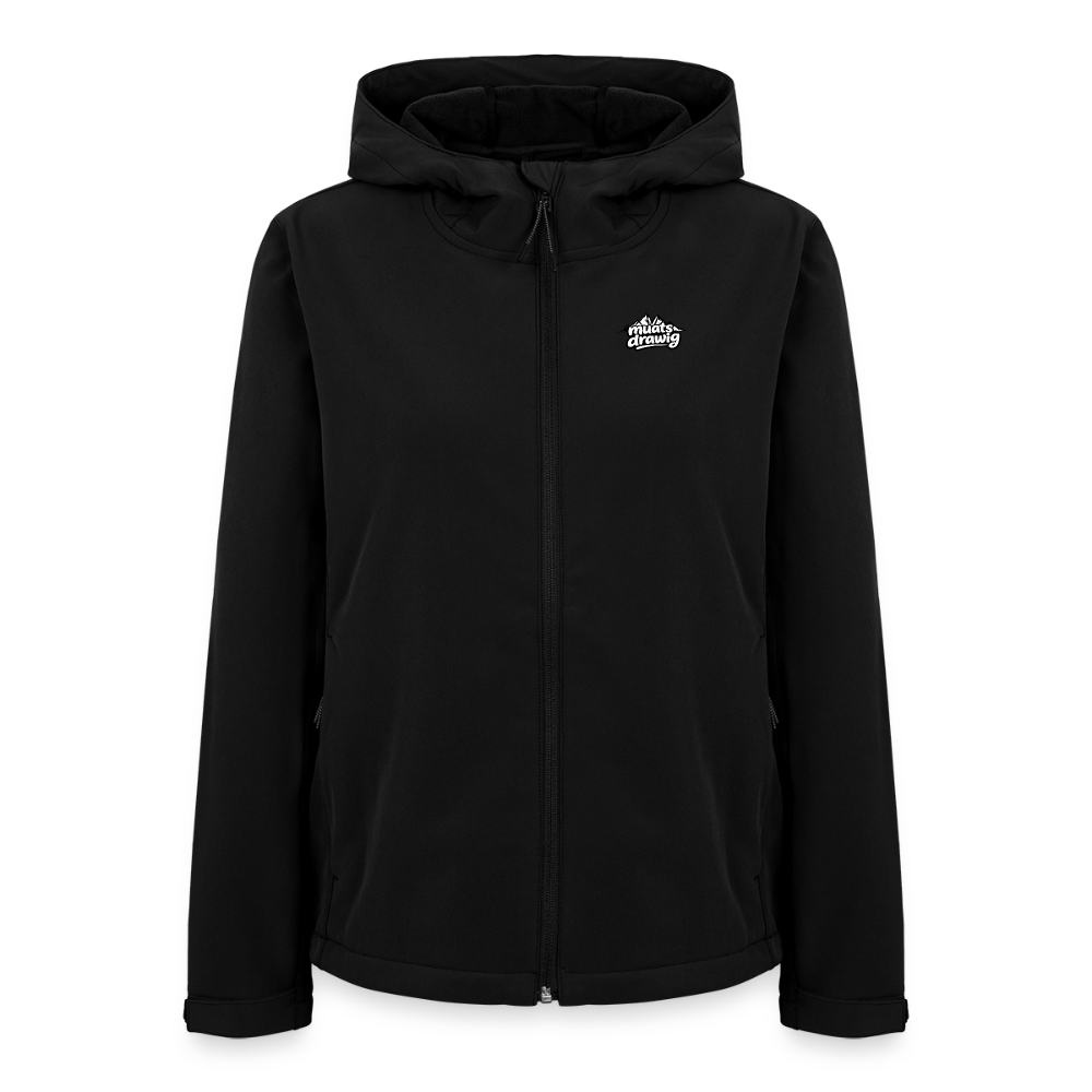 Recycelte Frauen Softshelljacke - muats drawig - Schwarz