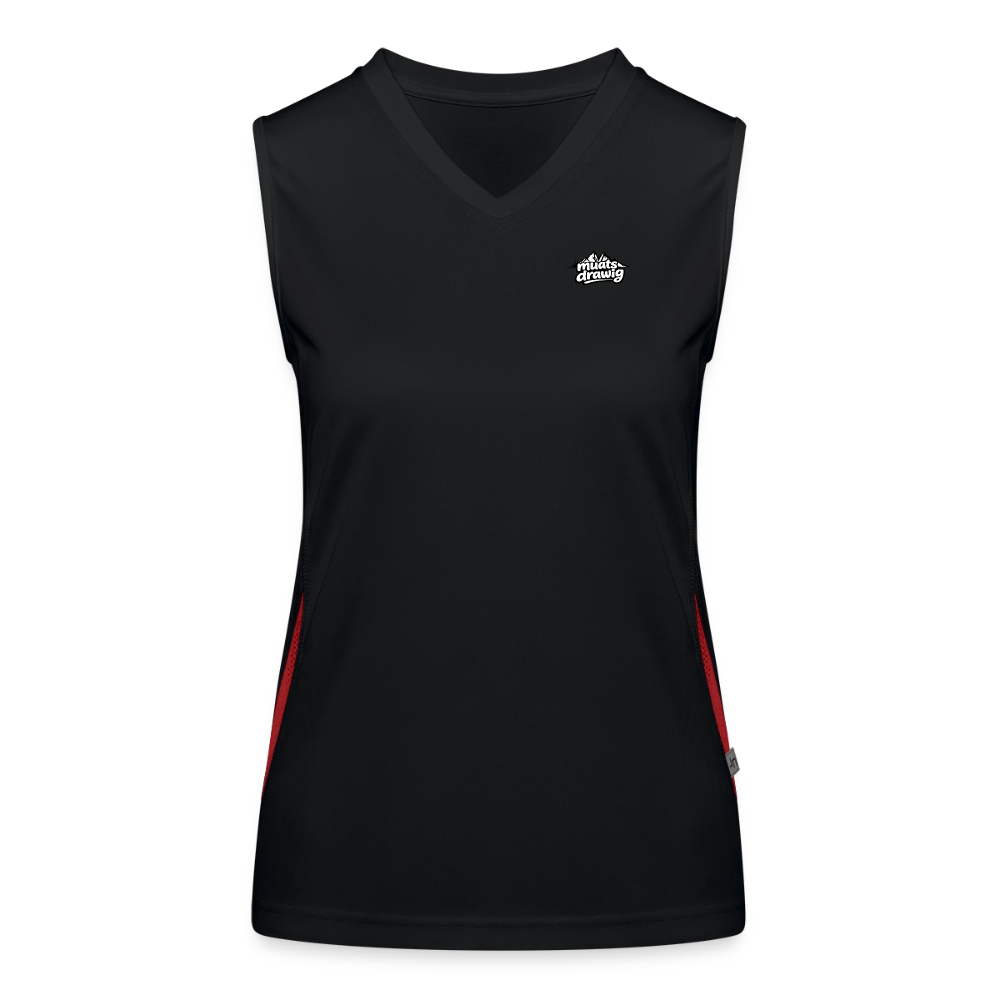 Funktionelles Kontrast-Tank Top für Frauen - muats drawig - Schwarz/Rot