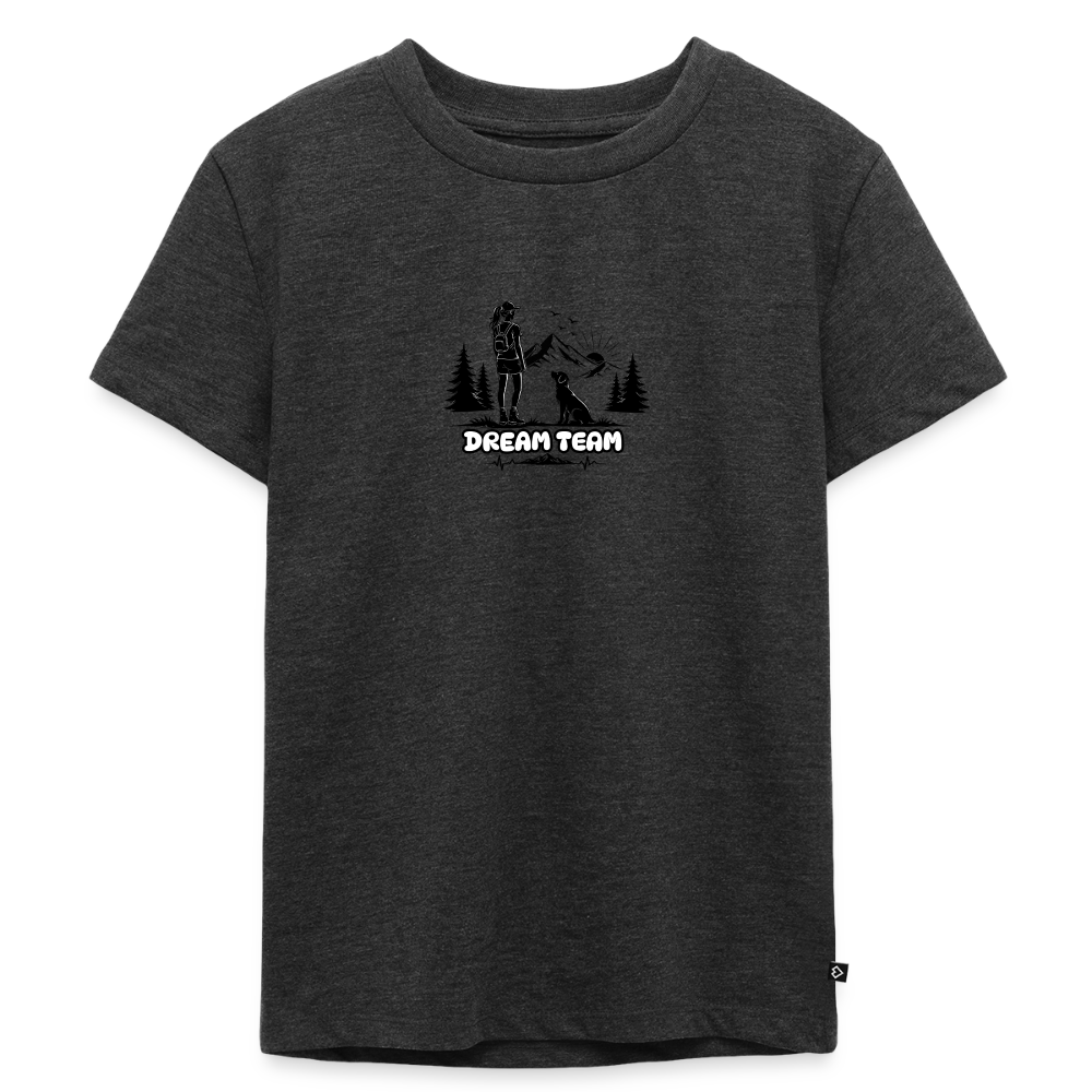 Kinder Premium T-Shirt Mädchen - Dream Team - Anthrazit meliert