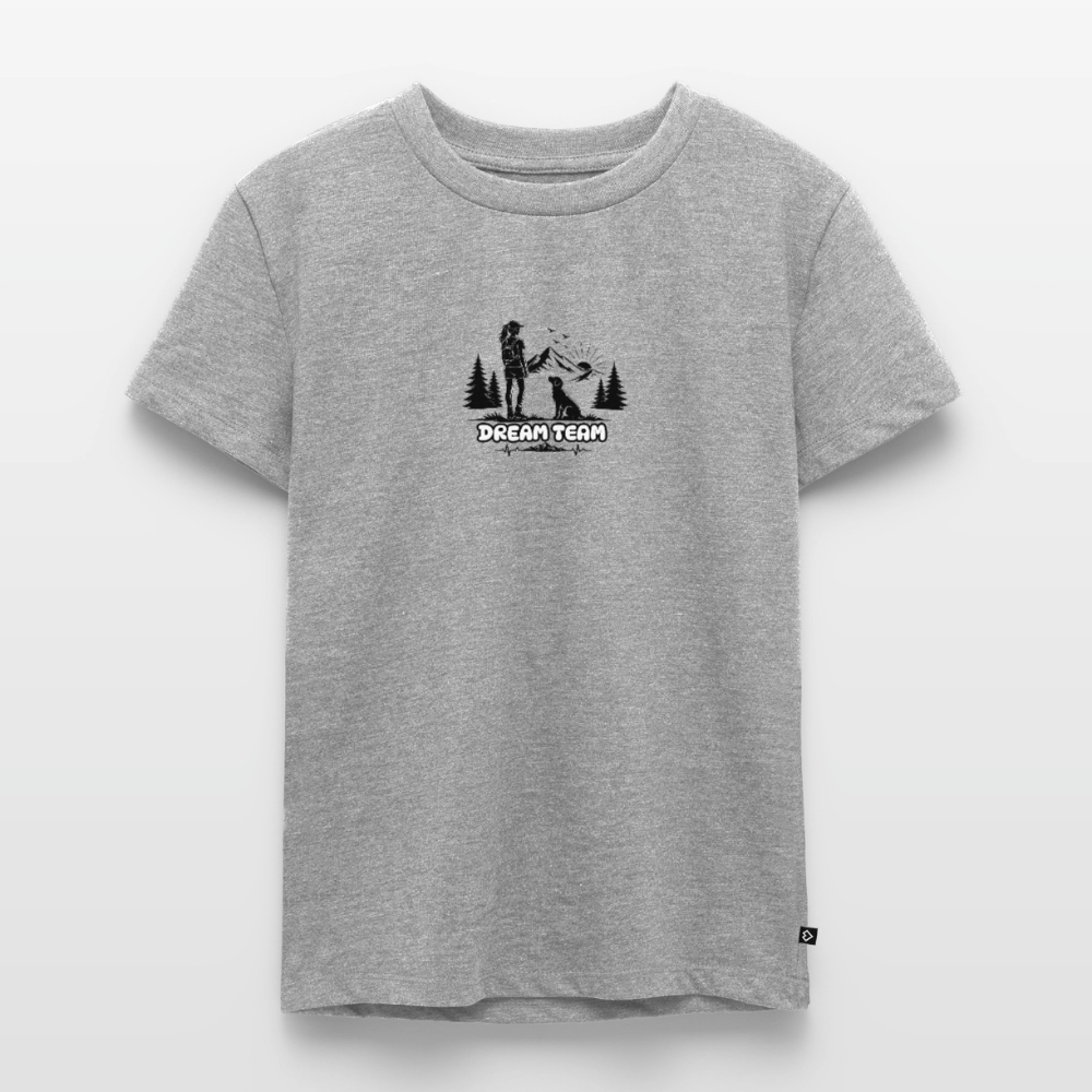 Kinder Premium T-Shirt Mädchen - Dream Team - Grau meliert