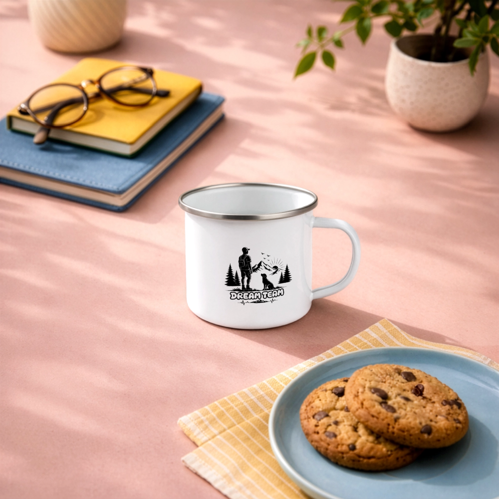 Männer Dream Team Emaille-Tasse - Weiß