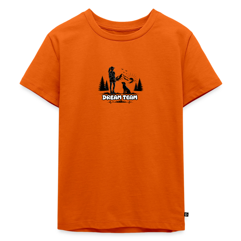Kinder Premium T-Shirt Mädchen - Dream Team - Orange 