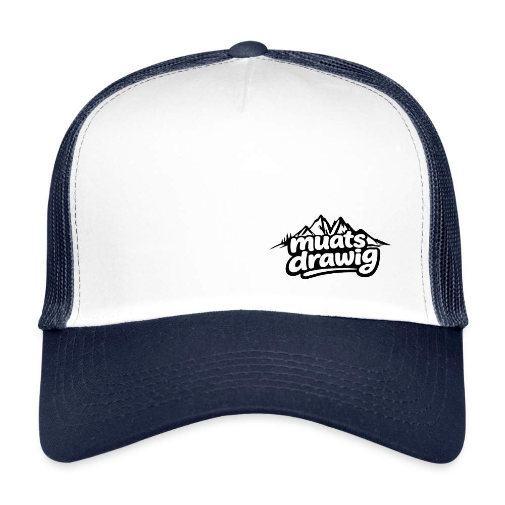 Trucker Cap Unisex - muats drawig - Weiß/Navy