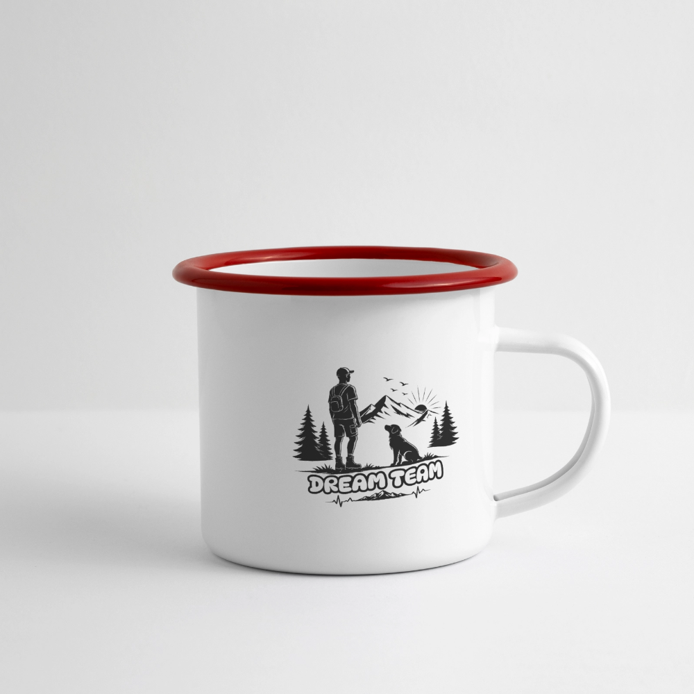Männer Dream Team Emaille-Tasse - Weiß/Rot