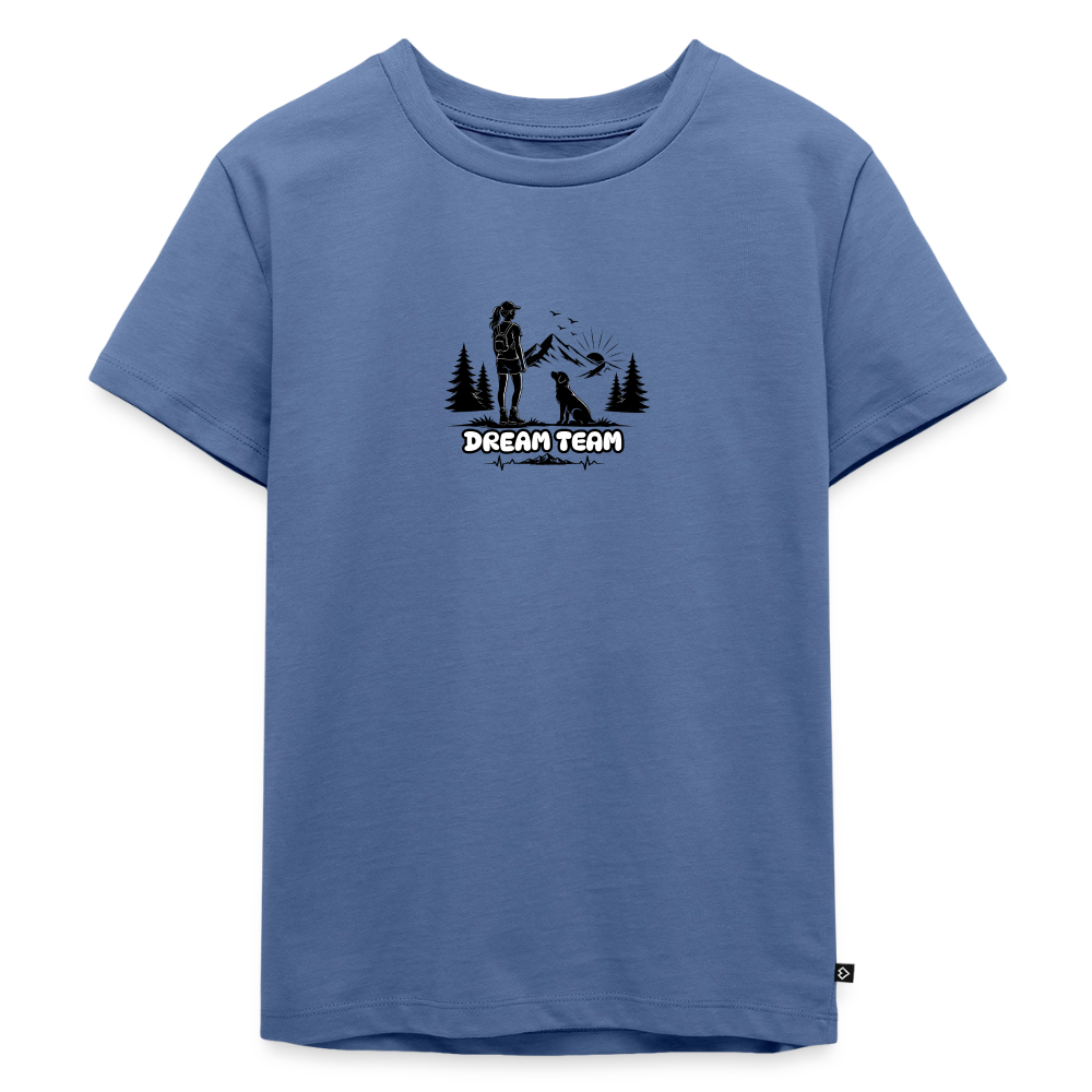 Kinder Premium T-Shirt Mädchen - Dream Team - Taubenblau