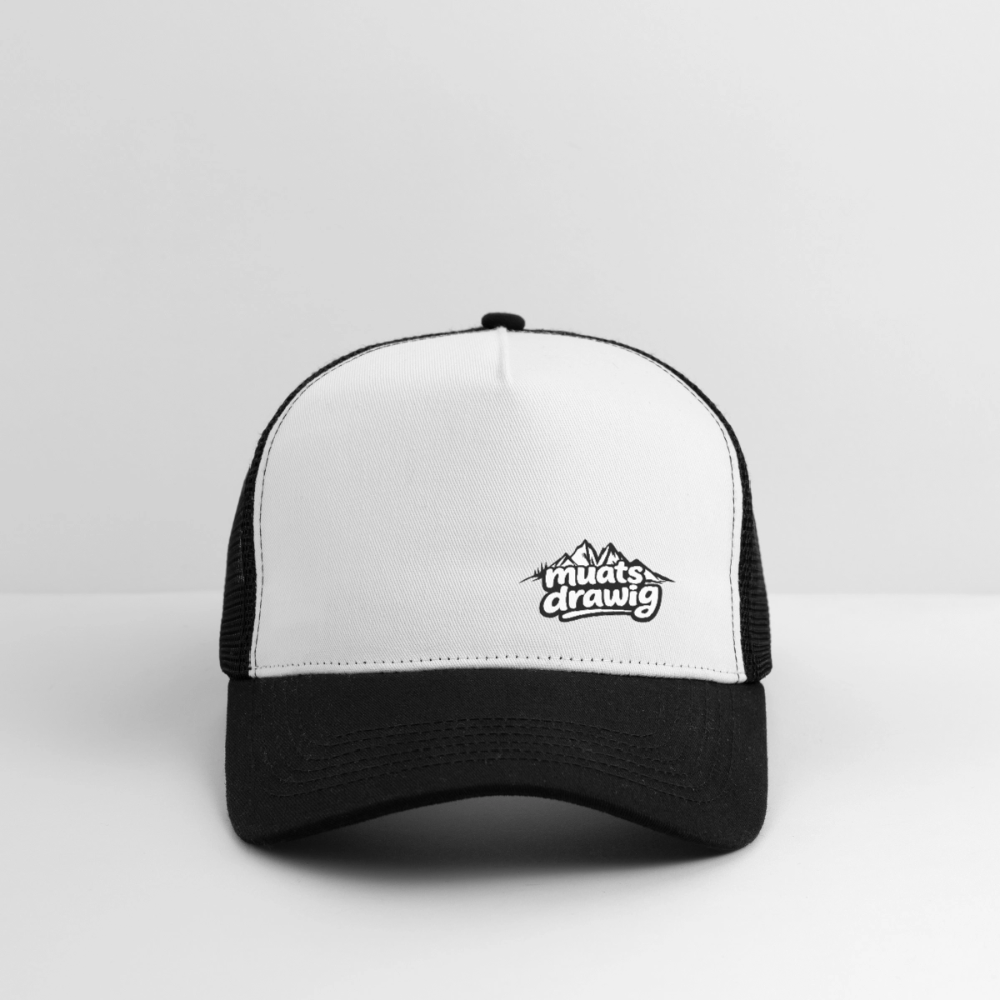 Trucker Cap Unisex - muats drawig - Weiß/Schwarz