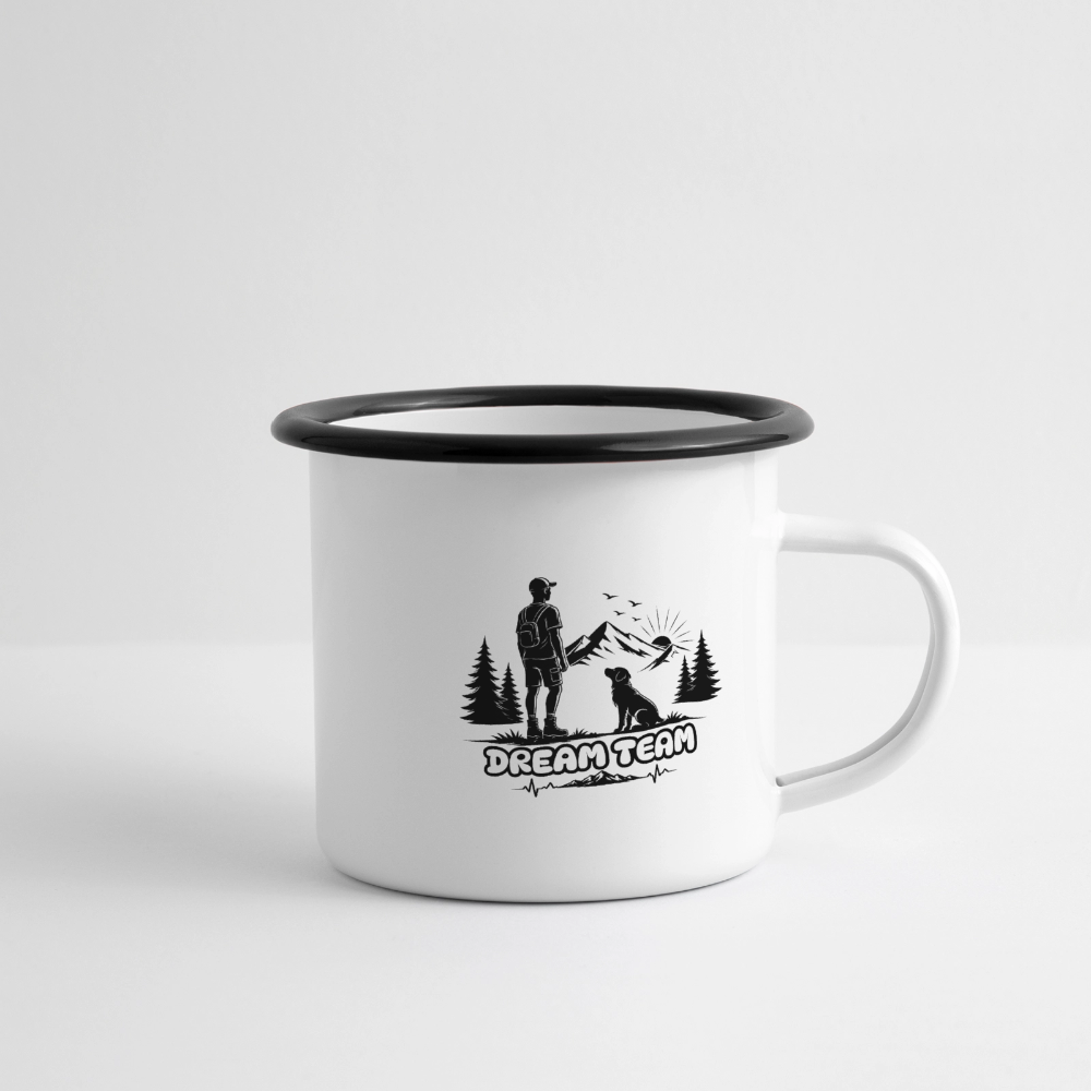 Männer Dream Team Emaille-Tasse - Weiß/Schwarz
