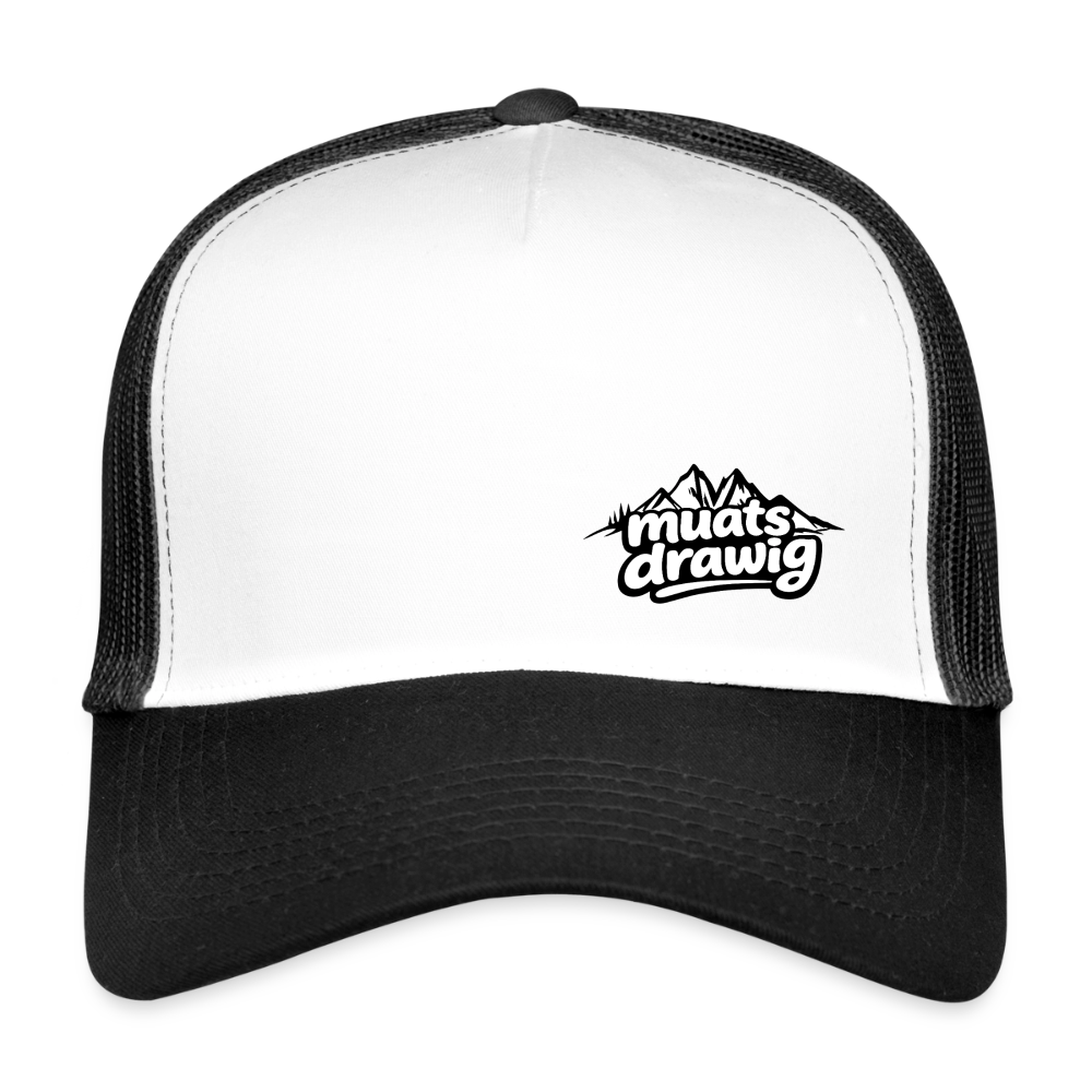 Trucker Cap Unisex - muats drawig - Weiß/Schwarz