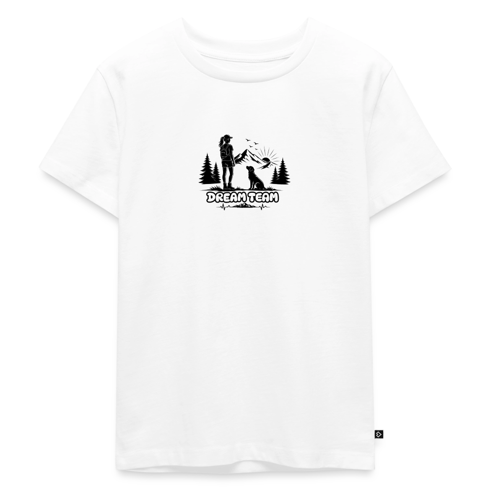 Kinder Premium T-Shirt Mädchen - Dream Team - Weiß