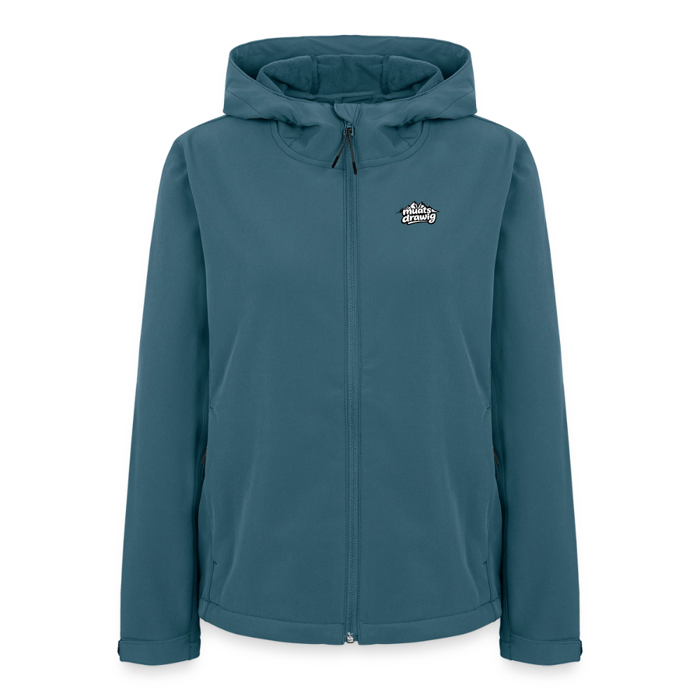 Recycelte Frauen Softshelljacke - muats drawig - Dunkles Petrol