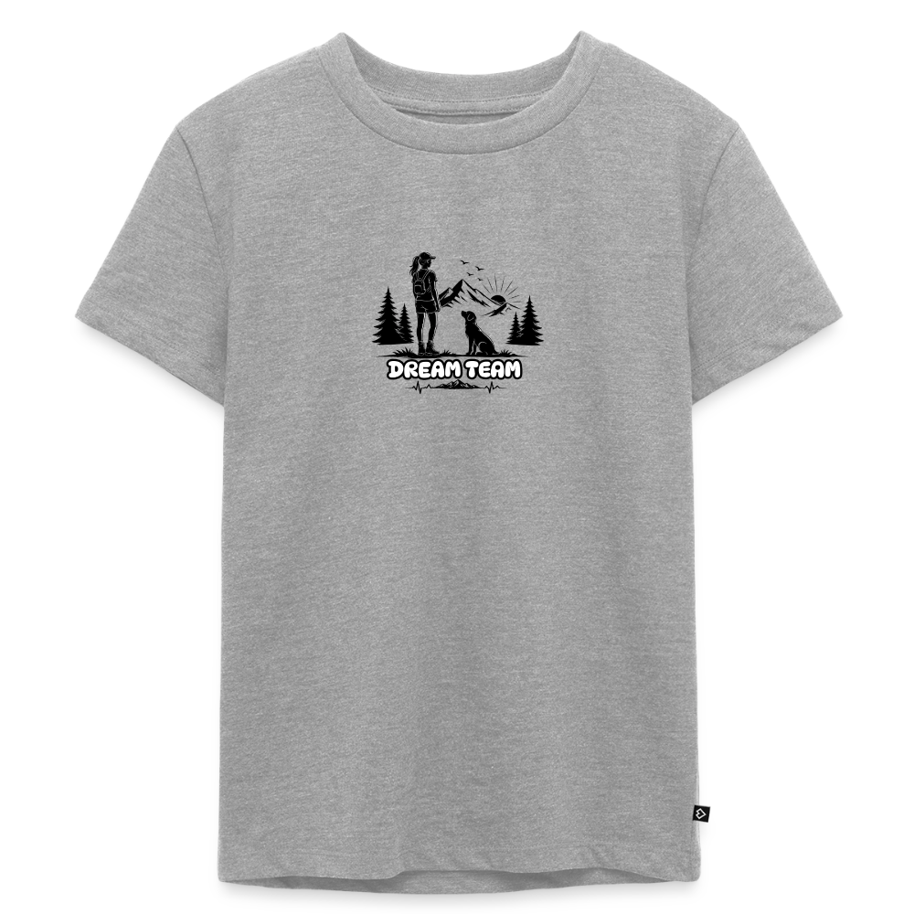 Kinder Premium T-Shirt Mädchen - Dream Team - Grau meliert