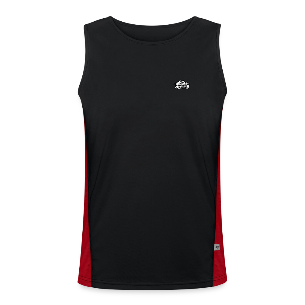 Funktionelles Kontrast-Tank Top für Männer - muats drawig - Schwarz/Rot
