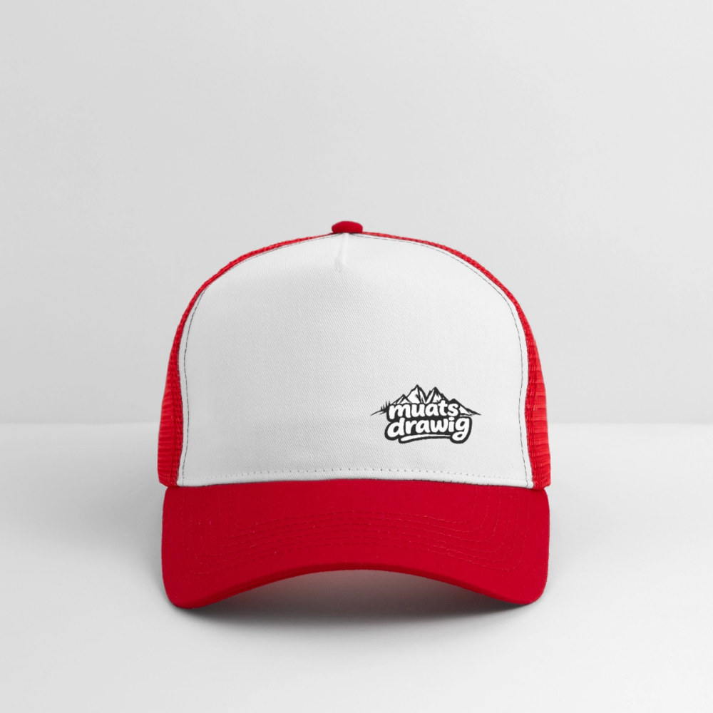 Trucker Cap Unisex - muats drawig - Weiß/Rot