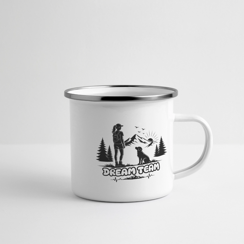 Frauen Dream Team Emaille-Tasse - Weiß