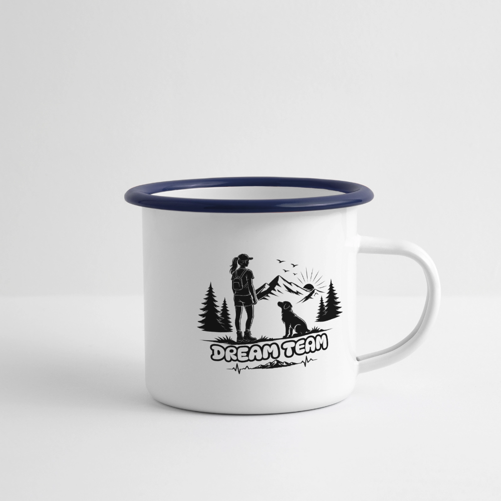 Frauen Dream Team Emaille-Tasse - Weiß/Blau
