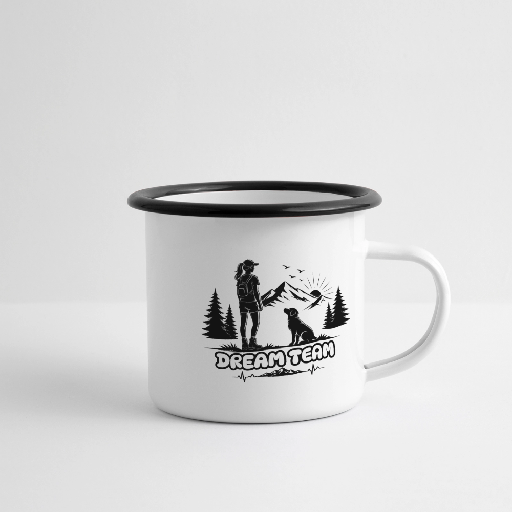 Frauen Dream Team Emaille-Tasse - Weiß/Schwarz