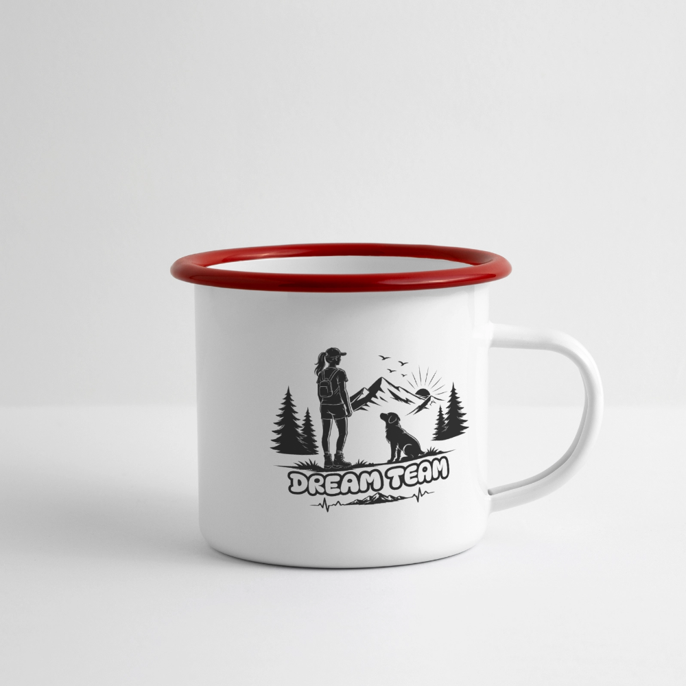 Frauen Dream Team Emaille-Tasse - Weiß/Rot