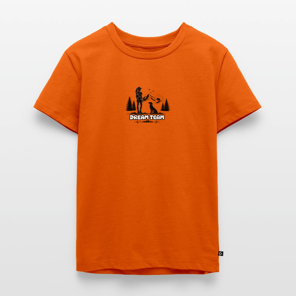 Kinder Premium T-Shirt Mädchen - Dream Team - Orange 