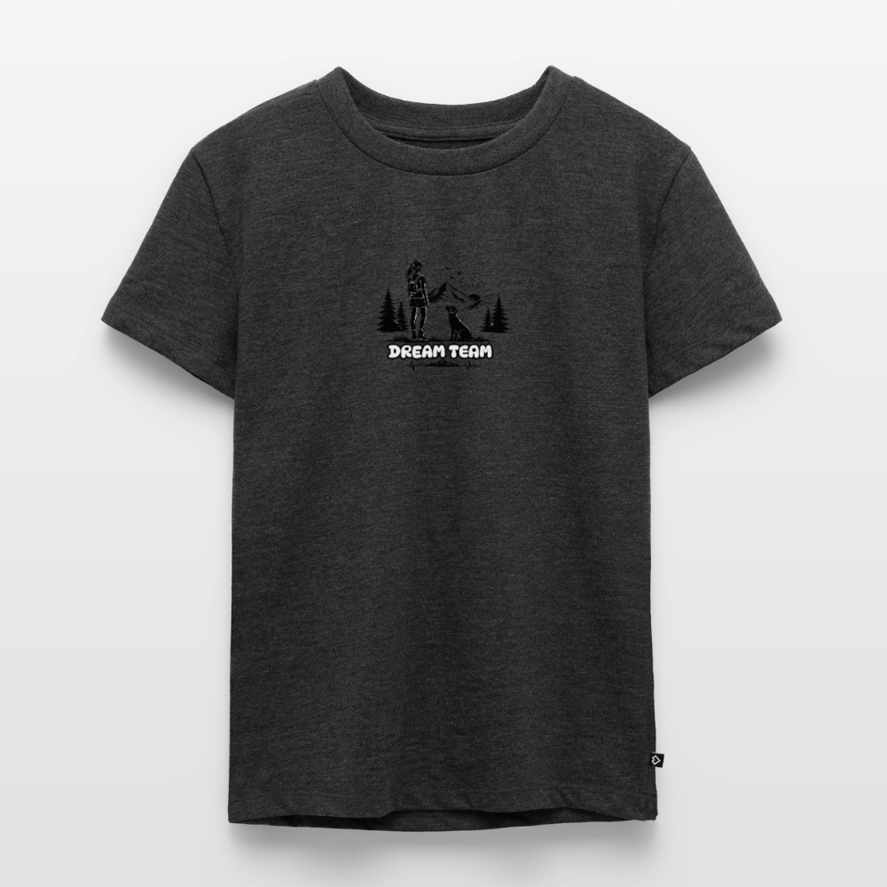 Kinder Premium T-Shirt Mädchen - Dream Team - Anthrazit meliert