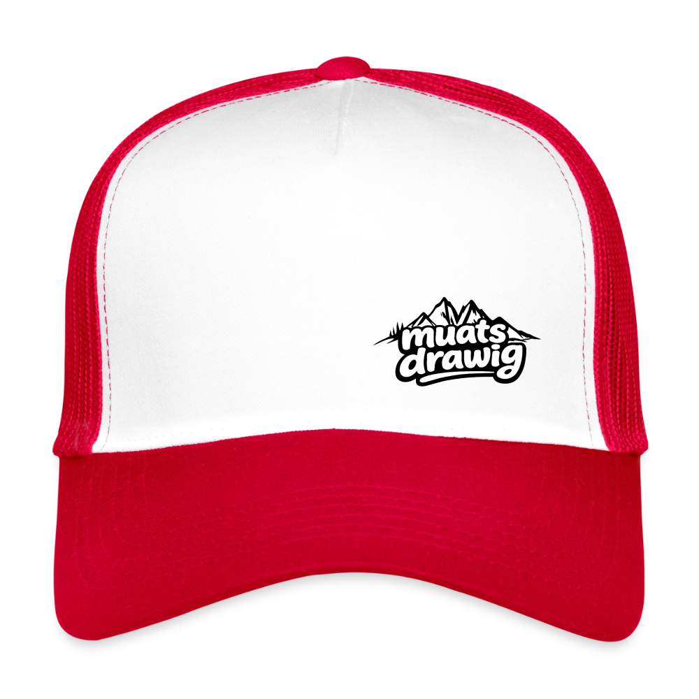 Trucker Cap Unisex - muats drawig - Weiß/Rot