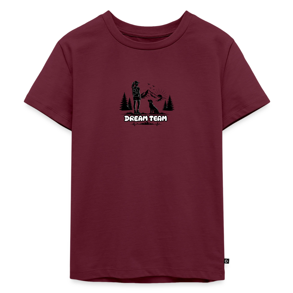 Kinder Premium T-Shirt Mädchen - Dream Team - Burgunderrot