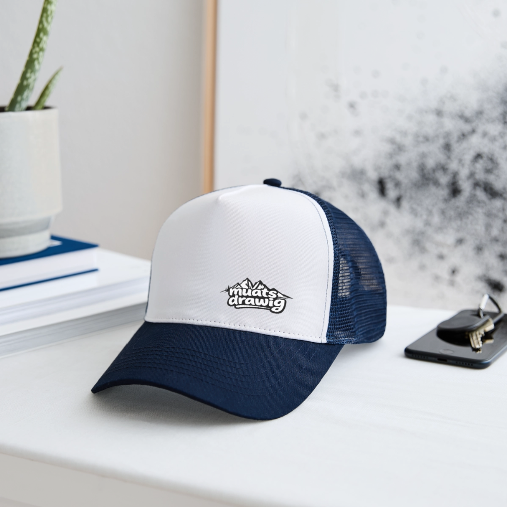 Trucker Cap Unisex - muats drawig - Weiß/Navy